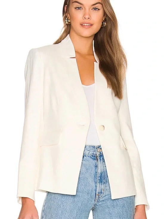 VERONICA BEARD Upcollar Dickey Jacket in White Sz 2